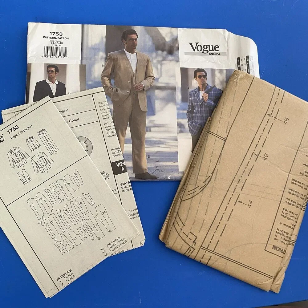 Vintage 1996 Vogue  Men 1753  Pattern Jacket Vest Shorts Pants 44 46 48